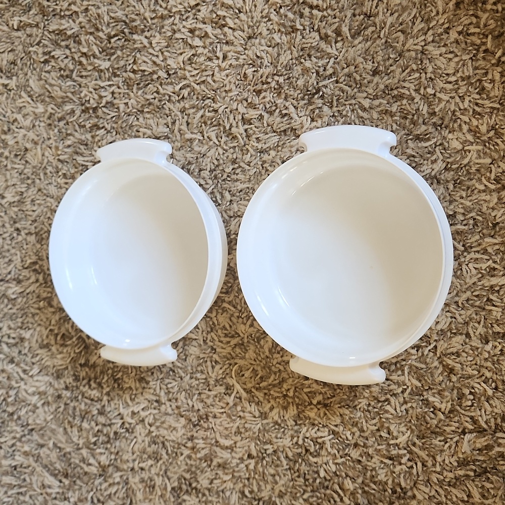 Small Stackable White Bowls with Handles